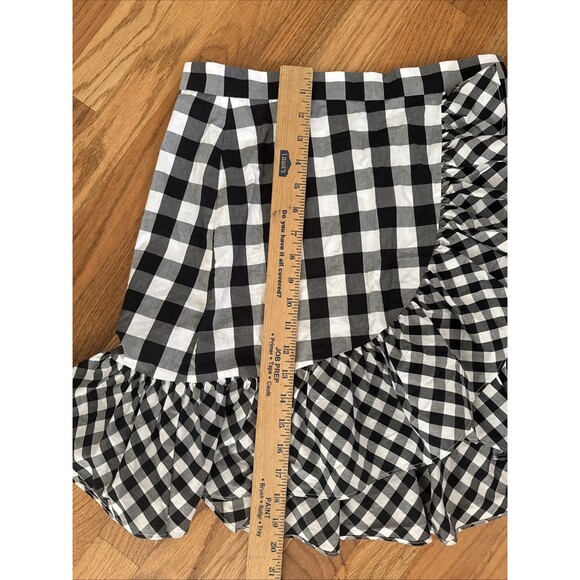 J Crew Skirt Womens 2 Black White Gingham Mini Asymmetric Ruffle Wrap A Line - Picture 3 of 7